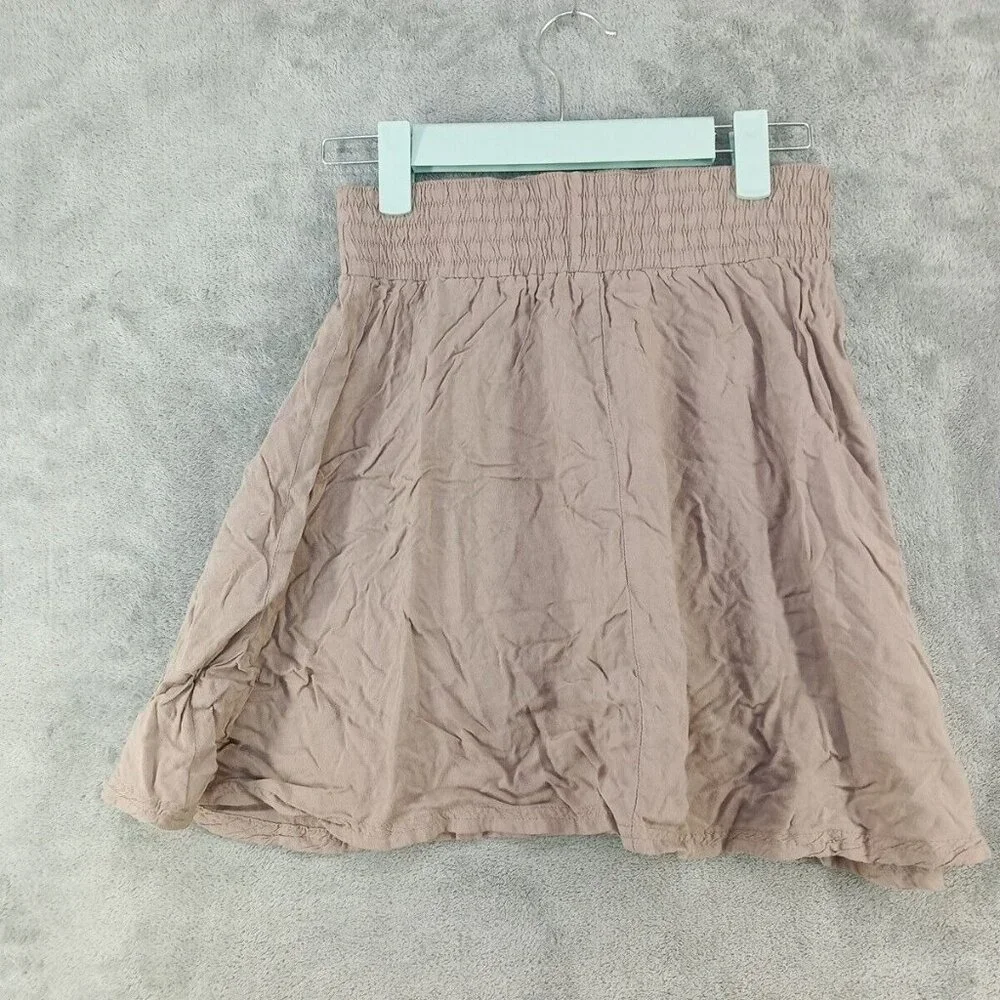 100% Rayon Short A-Line Skirt Size XS (W26) Casual Office Solid Taupe - Picture 6 of 9